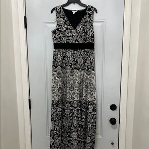 Charter club Elegant Black and White Floral Maxi Dress